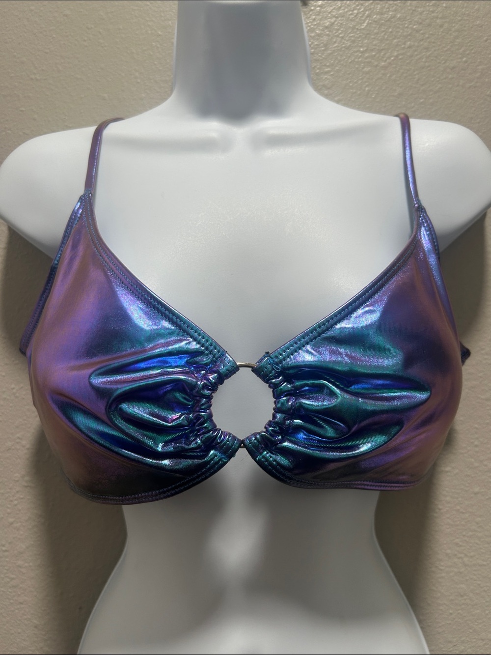 Iridescent Purple Blue Ring-Front Bralette